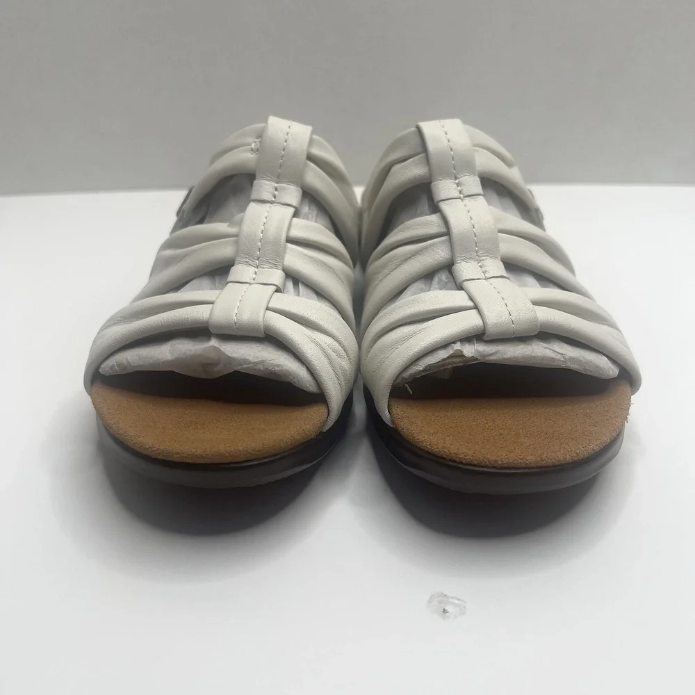 Clarks Artisan Kitly Slide Women's 10 M Cream Leather Comfort Sandals NIB